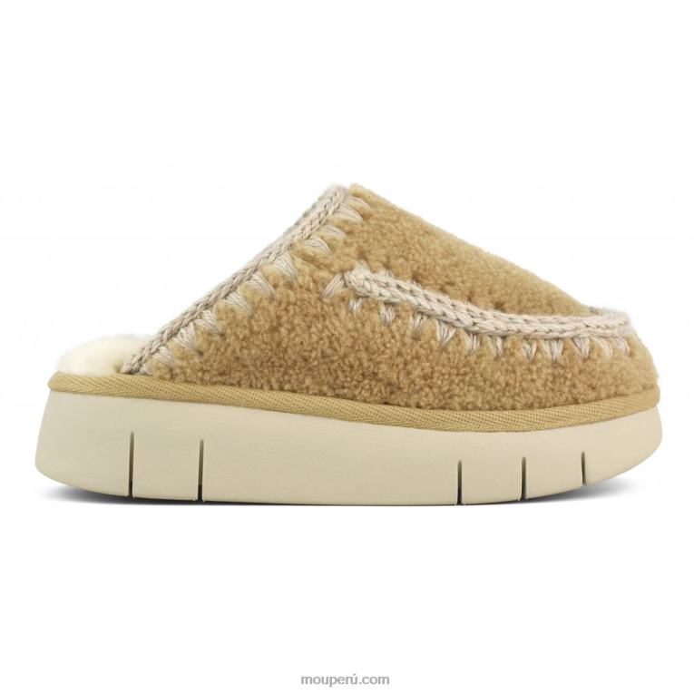 rebote zueco rizado piel de oveja mujer 8DRXZ529 coñac Mou