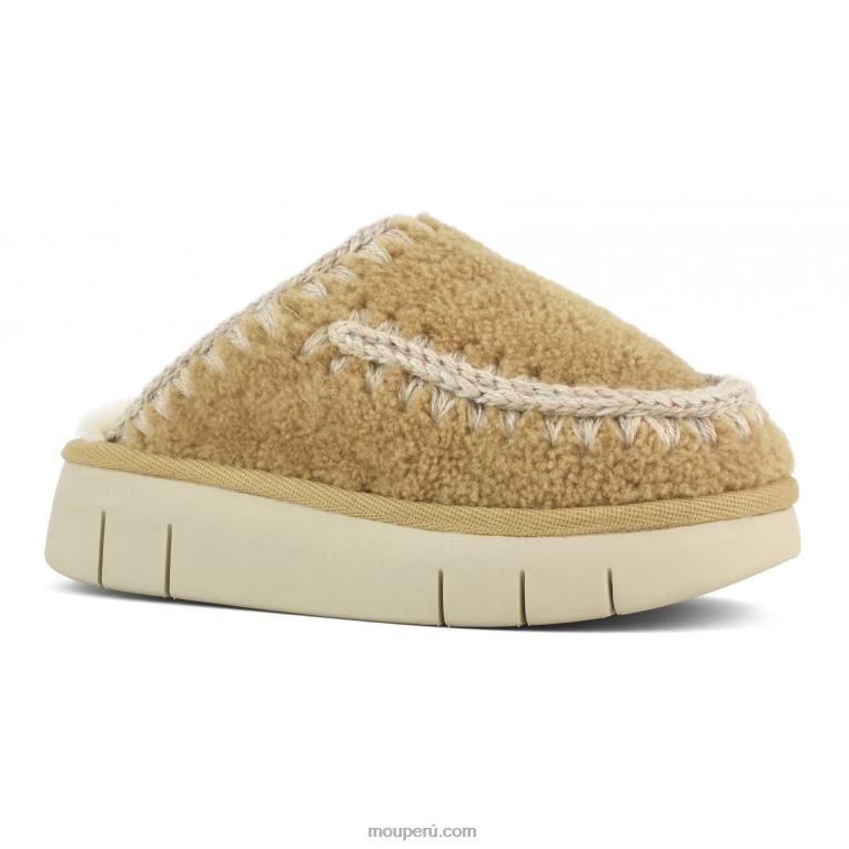 rebote zueco rizado piel de oveja mujer 8DRXZ529 coñac Mou