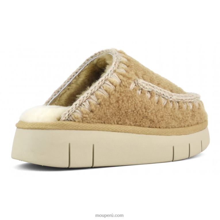 rebote zueco rizado piel de oveja mujer 8DRXZ529 coñac Mou