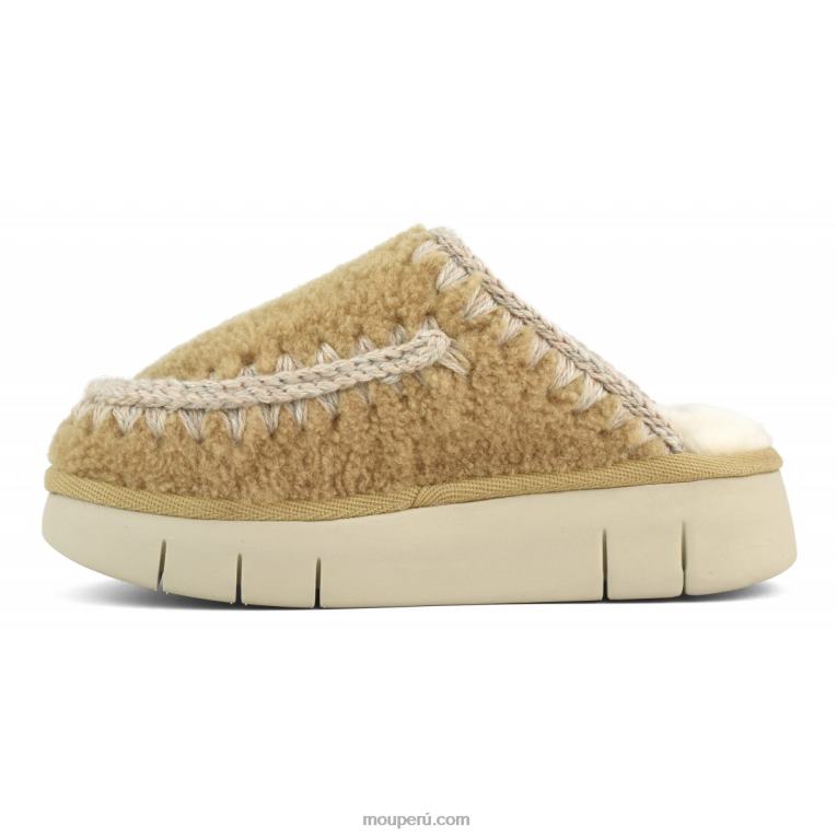 rebote zueco rizado piel de oveja mujer 8DRXZ529 coñac Mou