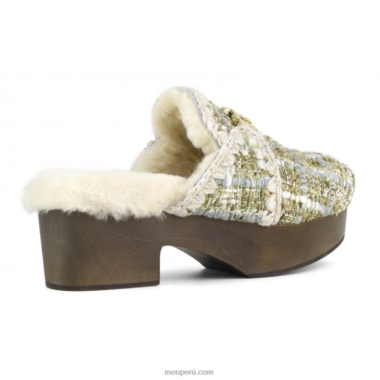 zuecos de tacón de madera maciza mujer 8DRXZ532 beige bouclé Mou