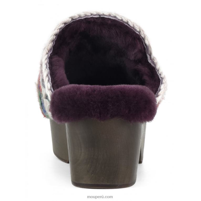 zuecos de tacón de madera maciza mujer 8DRXZ533 lana étnica multicolor Mou