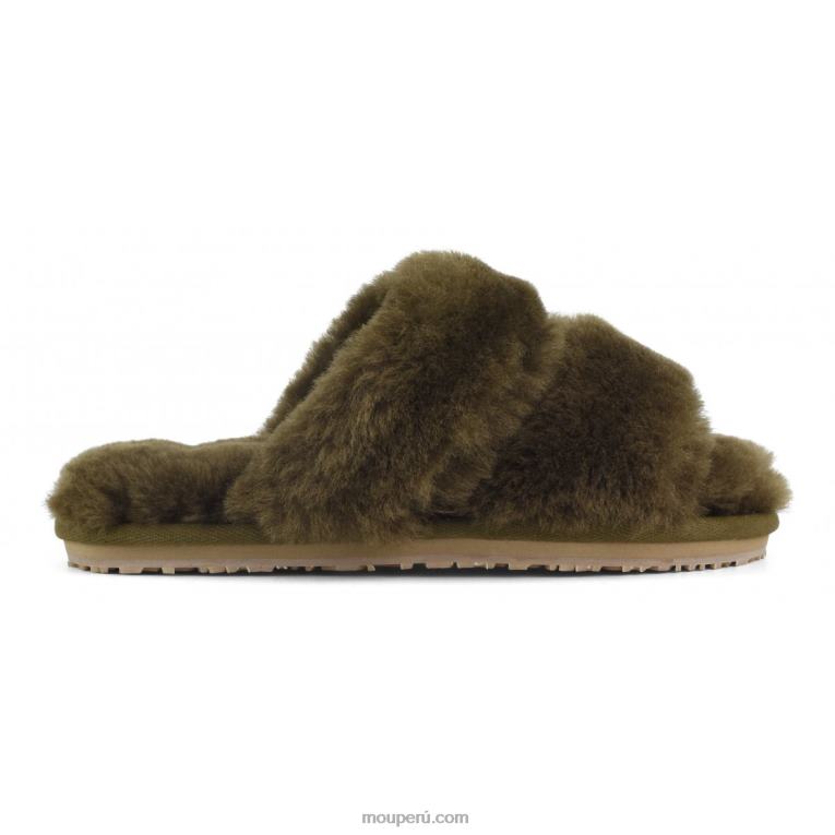 Slipper 2 rayas pelo borrego mujer 8DRXZ446 milicia Mou