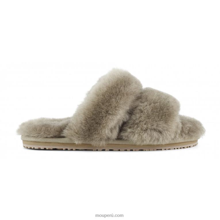 Slipper 2 rayas pelo borrego mujer 8DRXZ447 elefante gris Mou