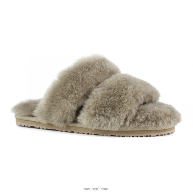 Slipper 2 rayas pelo borrego mujer 8DRXZ447 elefante gris Mou