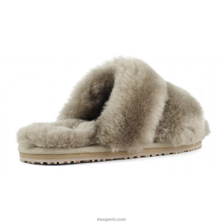 Slipper 2 rayas pelo borrego mujer 8DRXZ447 elefante gris Mou