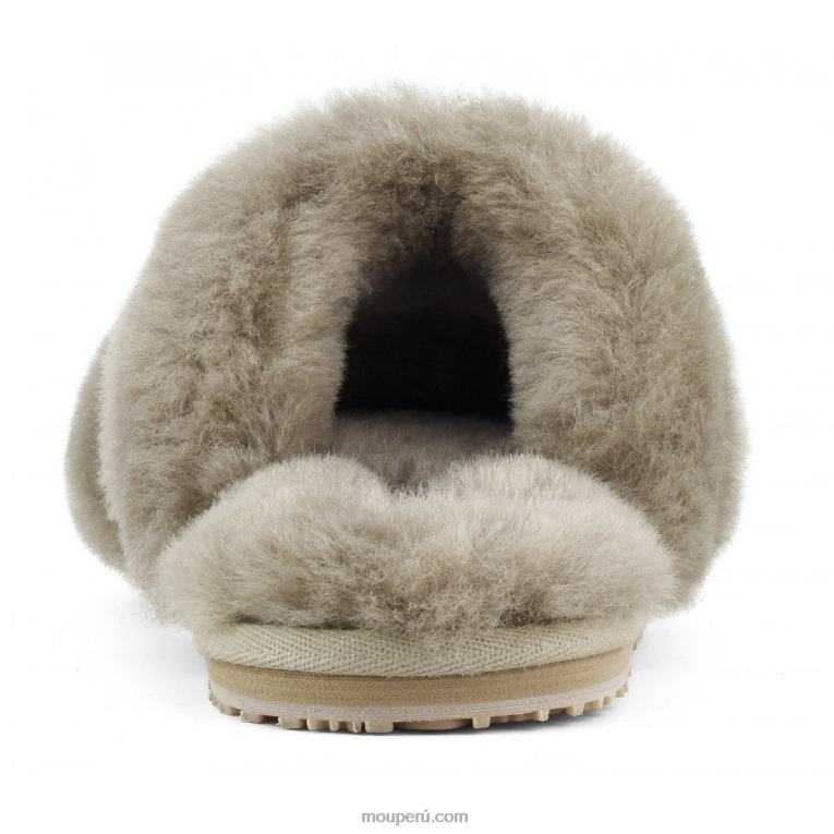 Slipper 2 rayas pelo borrego mujer 8DRXZ447 elefante gris Mou