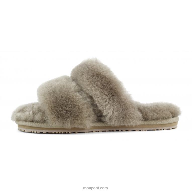 Slipper 2 rayas pelo borrego mujer 8DRXZ447 elefante gris Mou