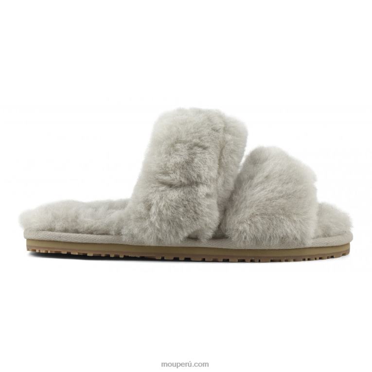 Slipper 2 rayas pelo borrego mujer 8DRXZ448 arena Mou