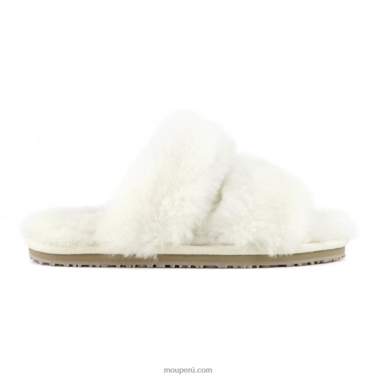 Slipper 2 rayas pelo borrego mujer 8DRXZ451 vainilla Mou