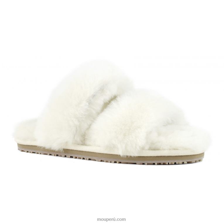 Slipper 2 rayas pelo borrego mujer 8DRXZ451 vainilla Mou