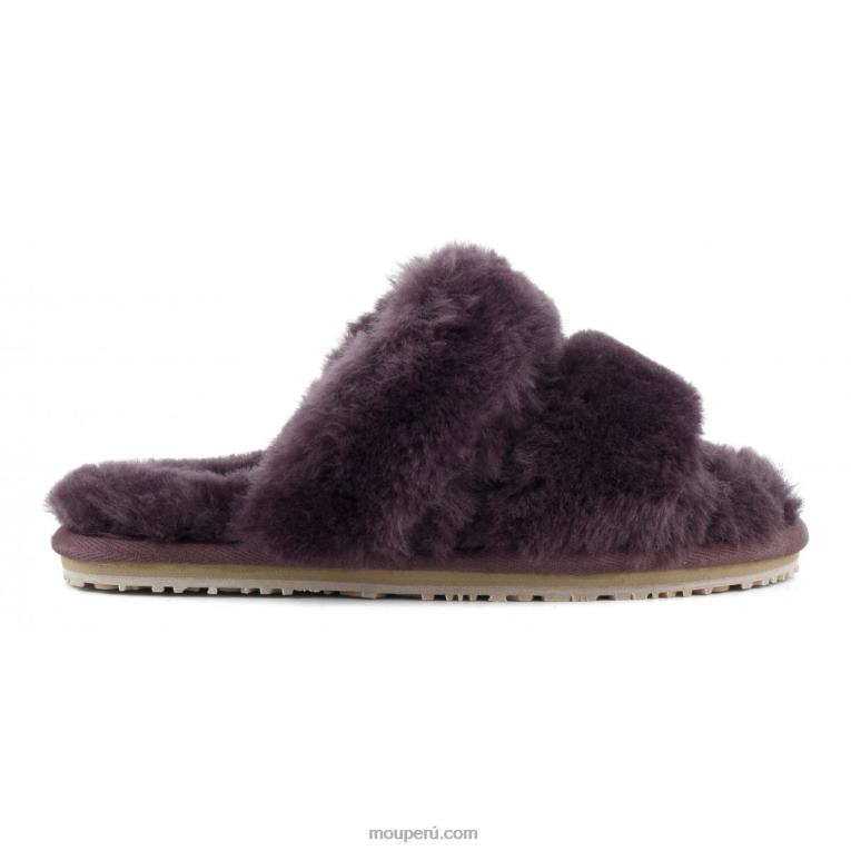 Slipper 2 rayas pelo borrego mujer 8DRXZ452 vino Mou