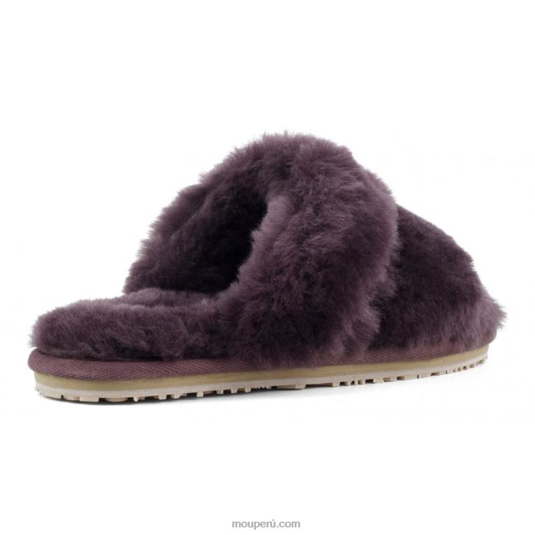 Slipper 2 rayas pelo borrego mujer 8DRXZ452 vino Mou
