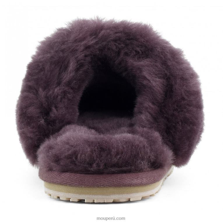 Slipper 2 rayas pelo borrego mujer 8DRXZ452 vino Mou
