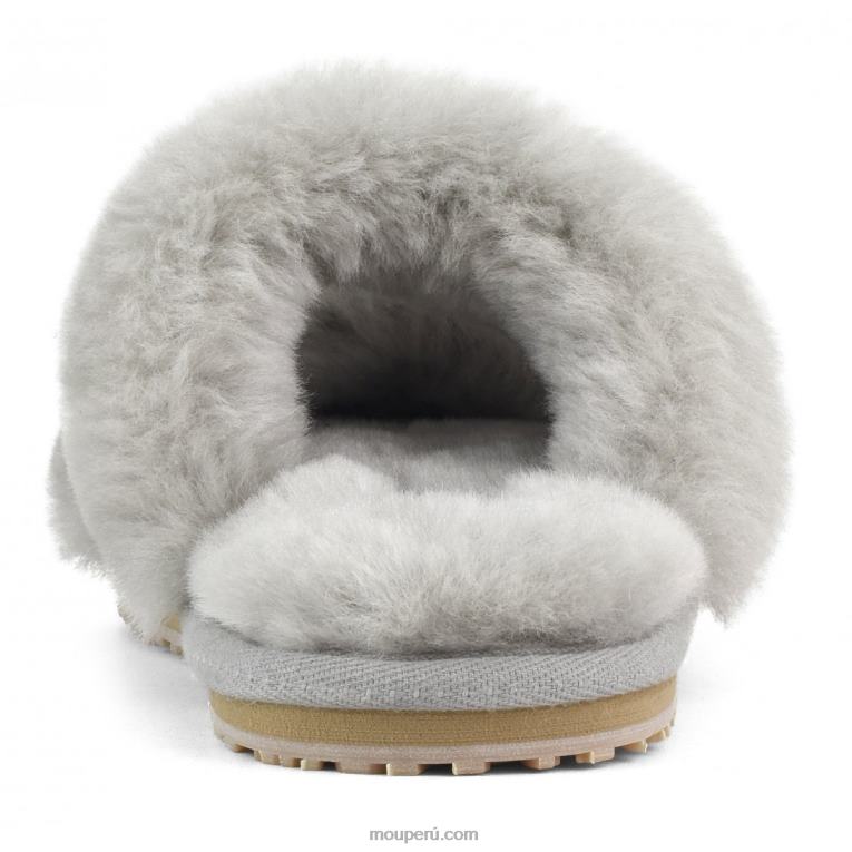 Slipper 2 rayas pelo borrego mujer 8DRXZ453 gris claro Mou