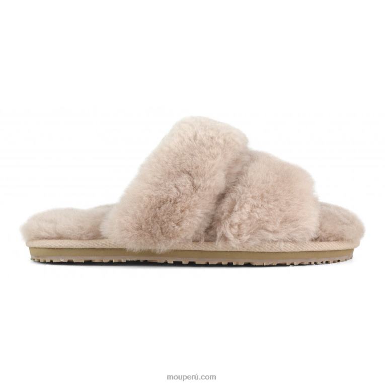 Slipper 2 rayas pelo borrego mujer 8DRXZ454 beige rosa Mou