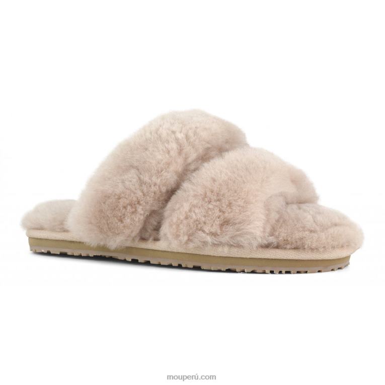 Slipper 2 rayas pelo borrego mujer 8DRXZ454 beige rosa Mou