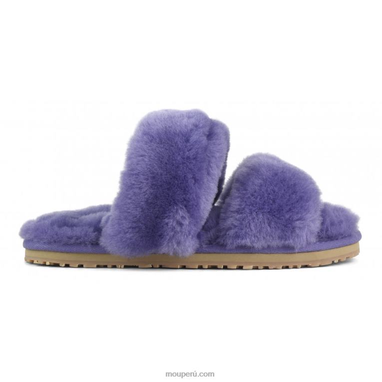 Slipper 2 rayas pelo borrego mujer 8DRXZ456 púrpura crepúsculo Mou