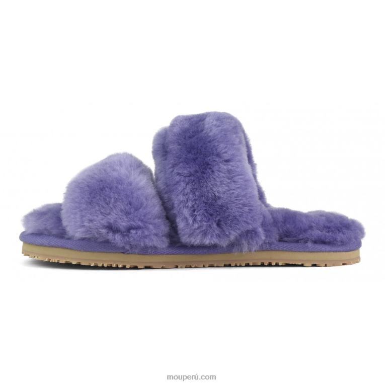Slipper 2 rayas pelo borrego mujer 8DRXZ456 púrpura crepúsculo Mou