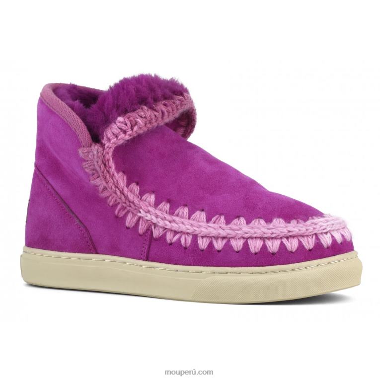 Zapatilla esquimal pespuntes combinados mujer 8DRXZ606 ciclamina Mou