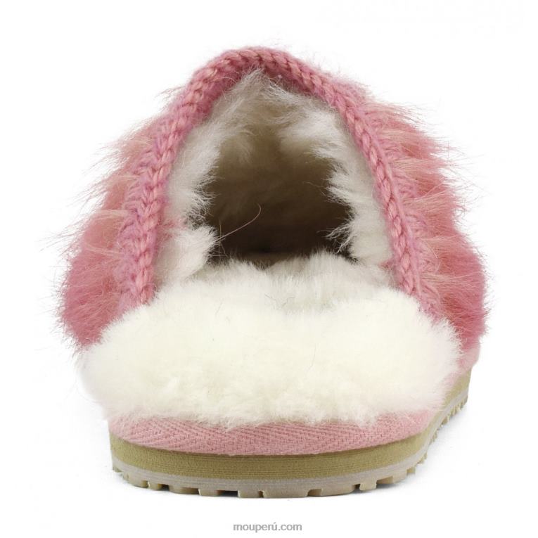 babucha de pelo con puntera cerrada y logo pelo largo ponyskin mujer 8DRXZ501 poni de pelo largo rosa fuxia Mou