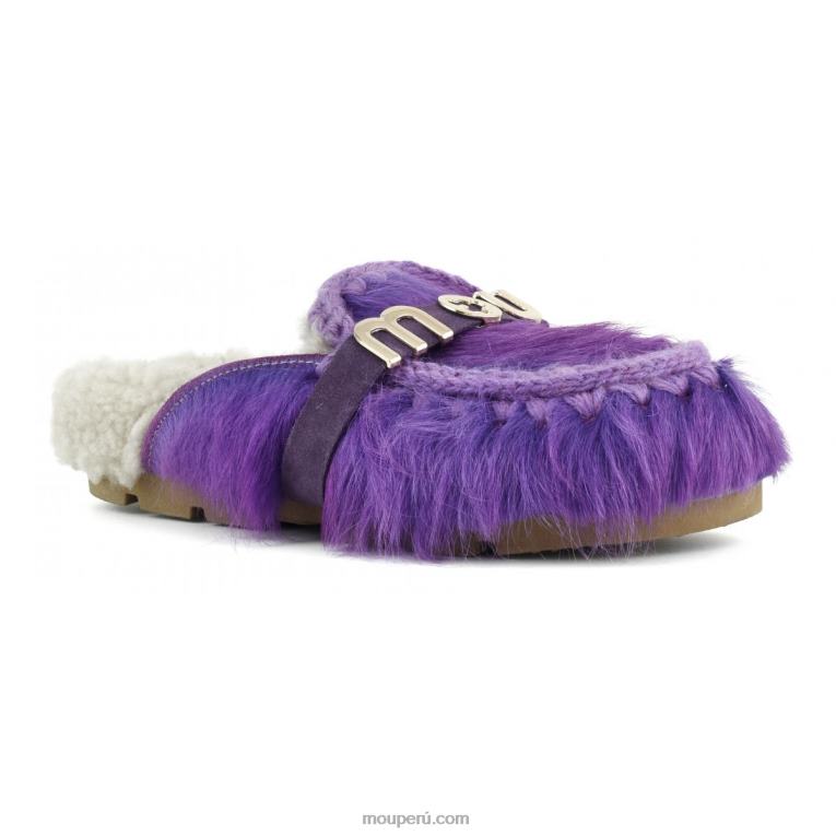 invierno bio diapositiva pelo largo ponyskin mujer 8DRXZ417 poni de pelo largo morado Mou