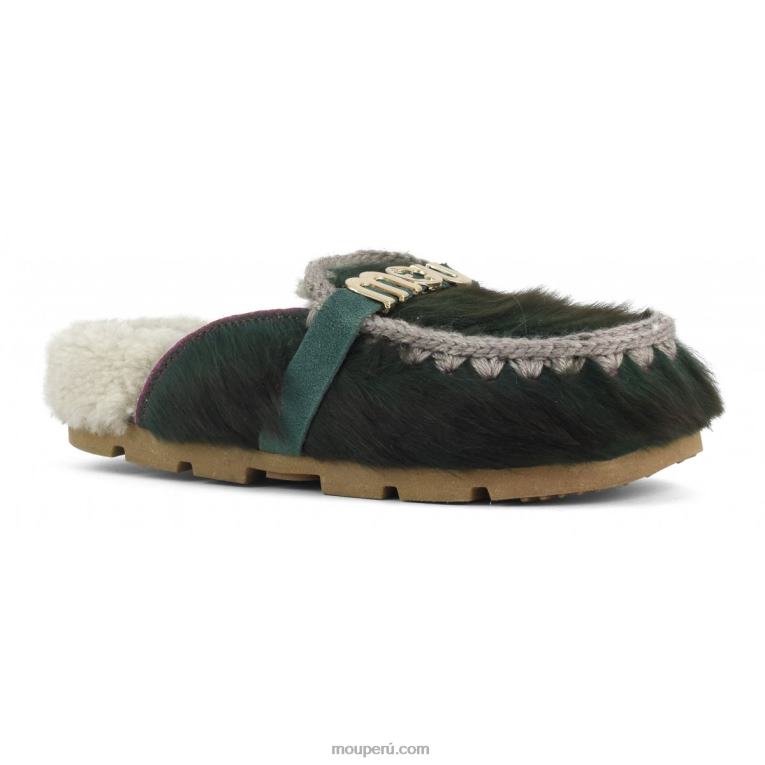 invierno bio diapositiva pelo largo ponyskin mujer 8DRXZ419 poni de pelo largo rosa verde Mou