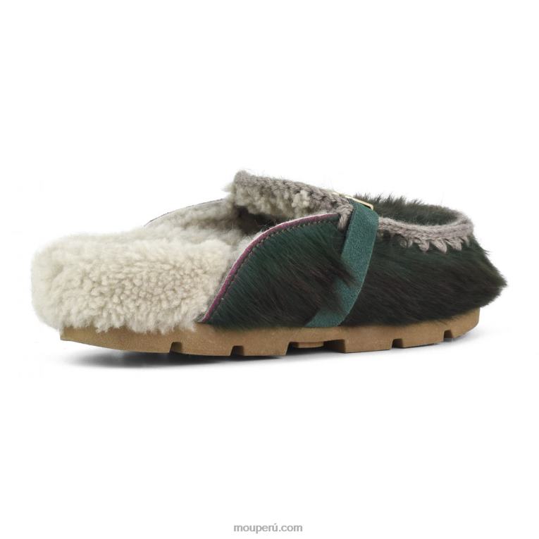 invierno bio diapositiva pelo largo ponyskin mujer 8DRXZ419 poni de pelo largo rosa verde Mou