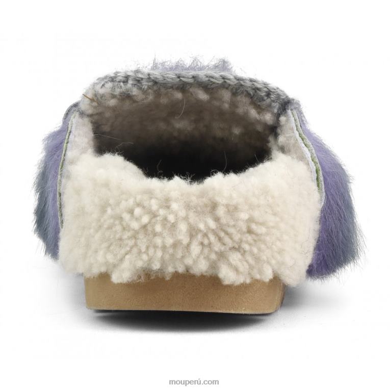 invierno bio diapositiva pelo largo ponyskin mujer 8DRXZ420 poni de pelo largo rosa lavanda Mou