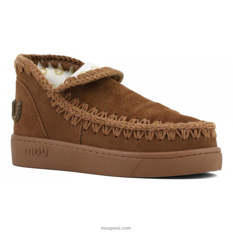 logotipo de brillo monocromático de zapatillas mujer 8DRXZ27 coñac Mou