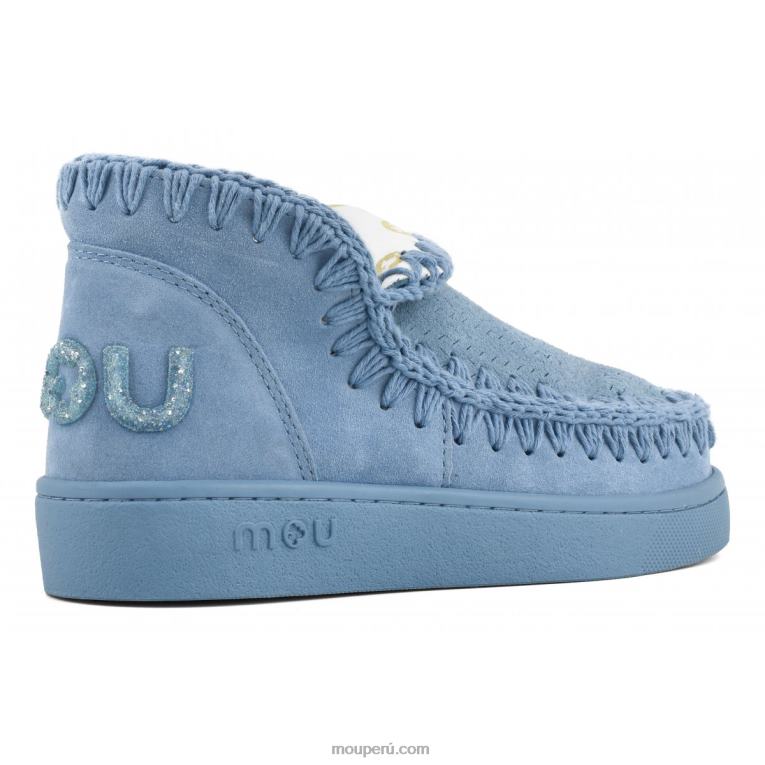 logotipo de brillo monocromático de zapatillas mujer 8DRXZ31 azul nilo Mou