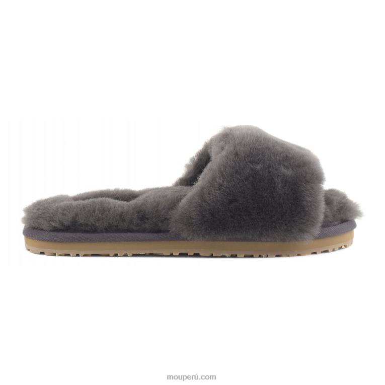 pantuflas con pelo de oveja mujer 8DRXZ483 carbón Mou