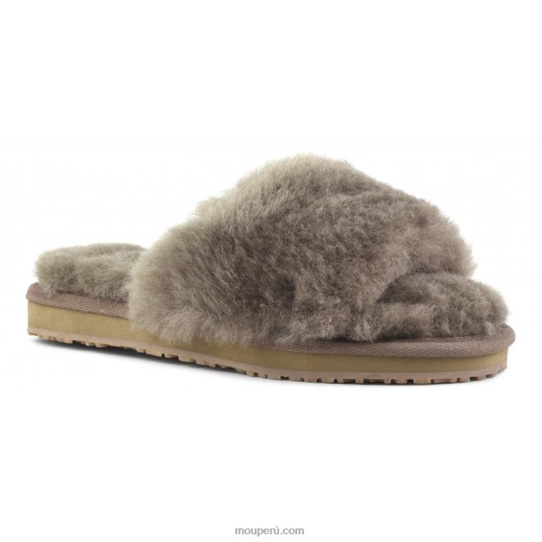 pantuflas con pelo de oveja mujer 8DRXZ484 elefante gris Mou