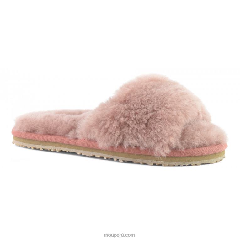 pantuflas con pelo de oveja mujer 8DRXZ486 rosa antigua Mou