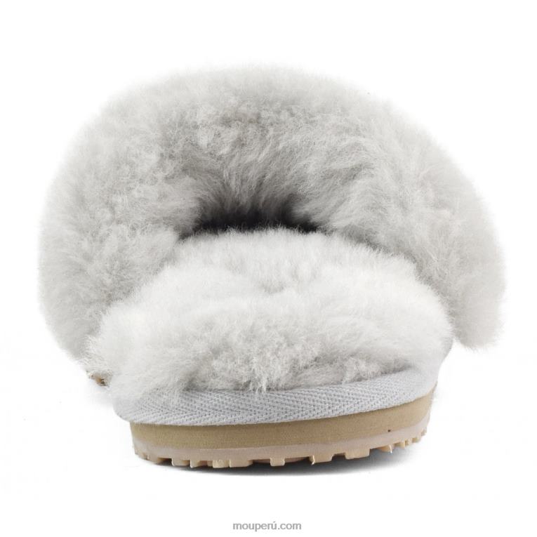pantuflas con pelo de oveja mujer 8DRXZ489 gris claro Mou