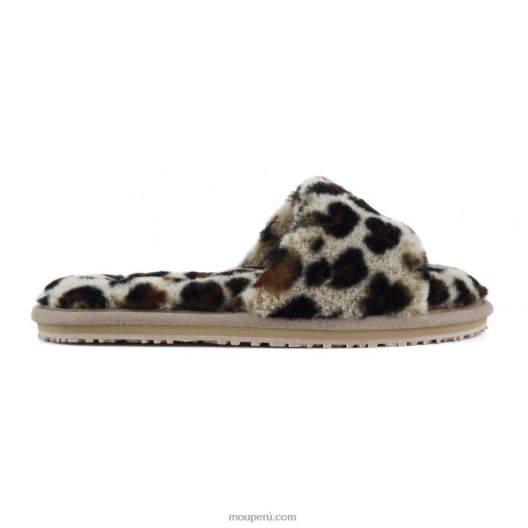 pantuflas con pelo de oveja mujer 8DRXZ492 negro/leopardo Mou