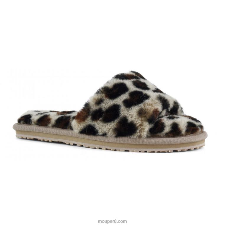 pantuflas con pelo de oveja mujer 8DRXZ492 negro/leopardo Mou