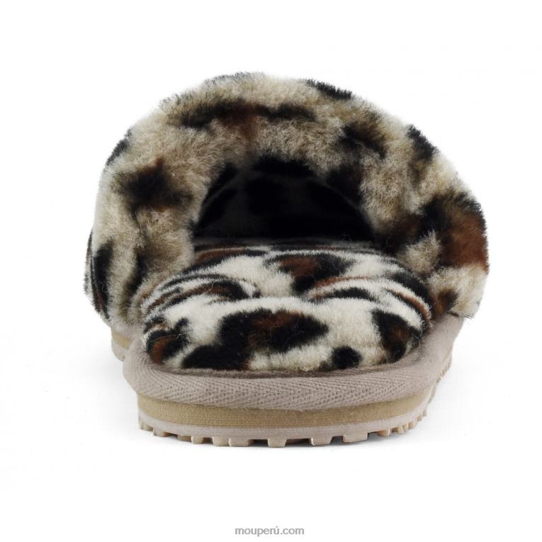 pantuflas con pelo de oveja mujer 8DRXZ492 negro/leopardo Mou