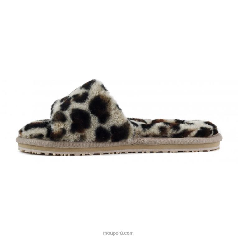 pantuflas con pelo de oveja mujer 8DRXZ492 negro/leopardo Mou