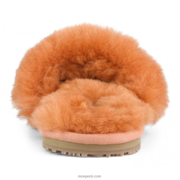 pantuflas con pelo de oveja mujer 8DRXZ495 albaricoque naranja Mou
