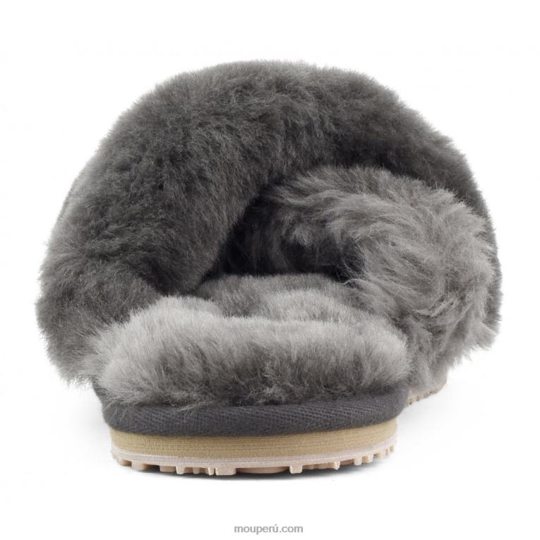 slippers cruzados con pelo mujer 8DRXZ471 carbón Mou