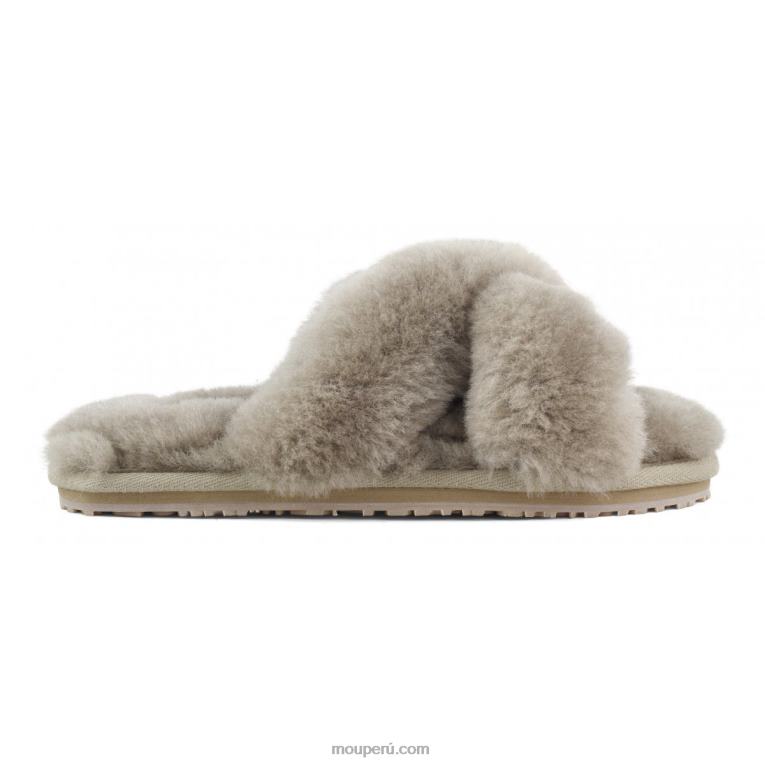slippers cruzados con pelo mujer 8DRXZ473 elefante gris Mou