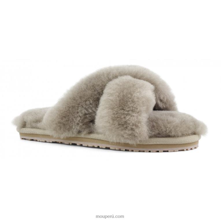 slippers cruzados con pelo mujer 8DRXZ473 elefante gris Mou