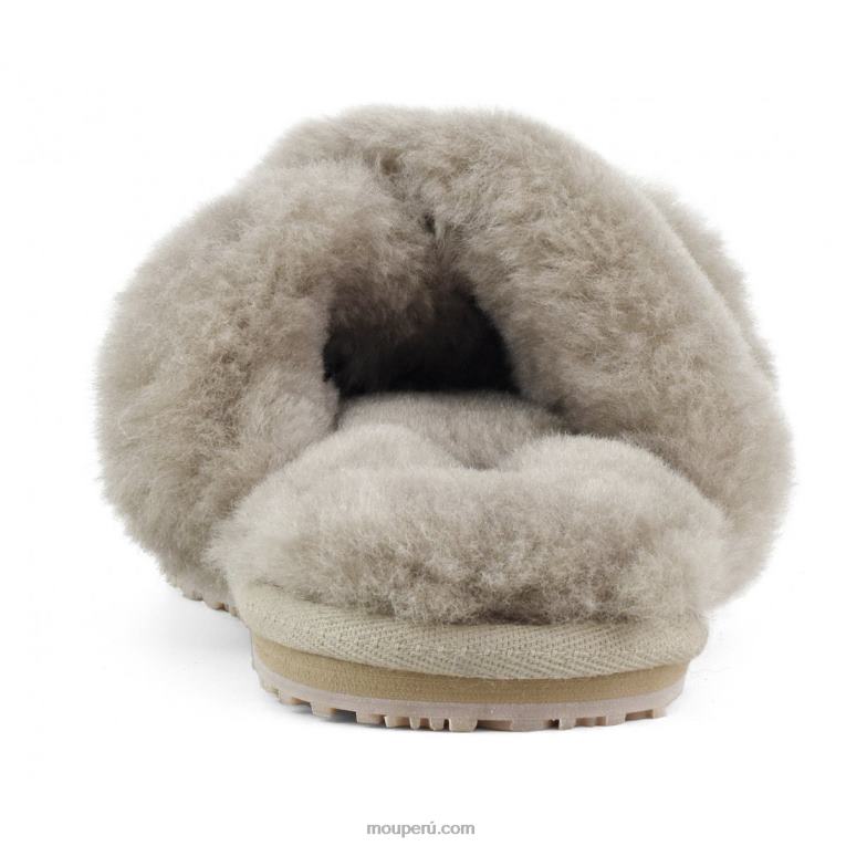 slippers cruzados con pelo mujer 8DRXZ473 elefante gris Mou