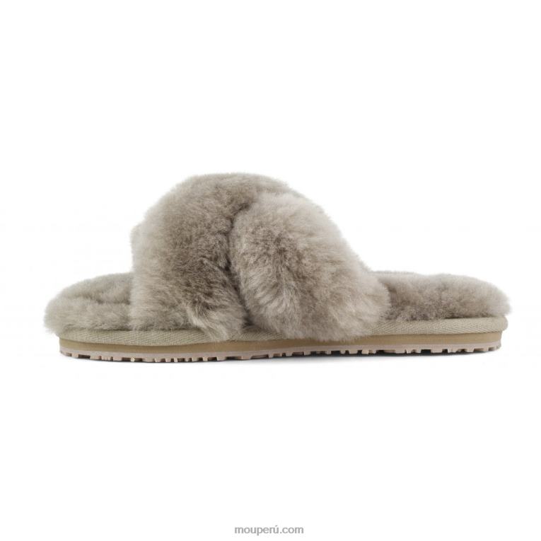 slippers cruzados con pelo mujer 8DRXZ473 elefante gris Mou
