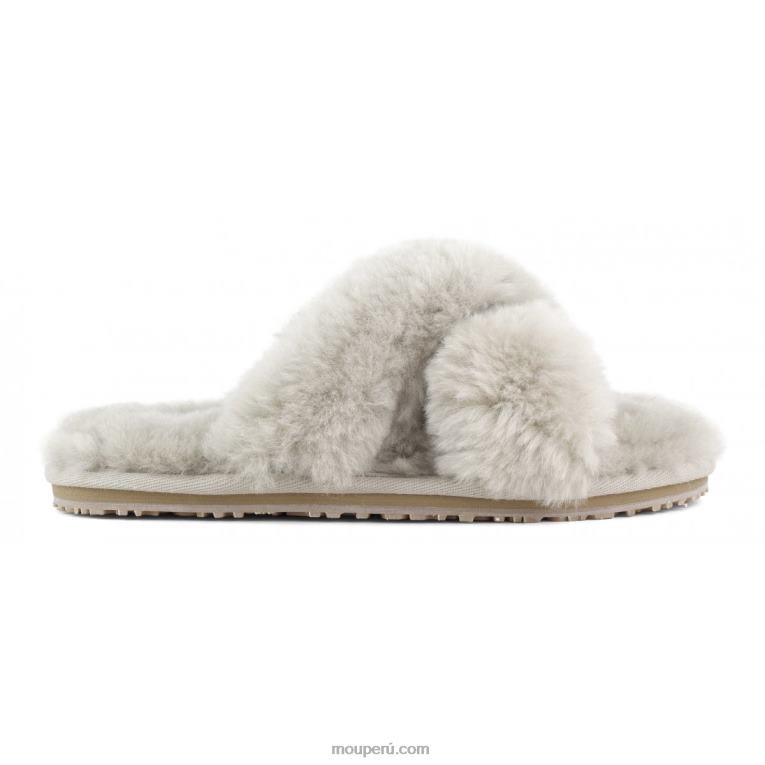 slippers cruzados con pelo mujer 8DRXZ474 arena Mou