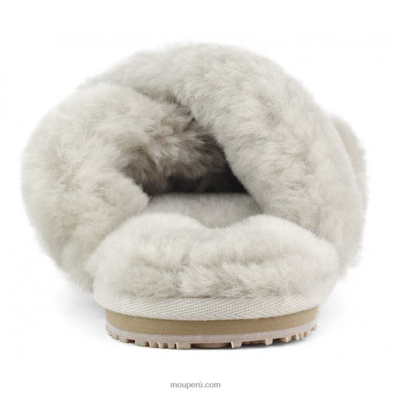 slippers cruzados con pelo mujer 8DRXZ474 arena Mou
