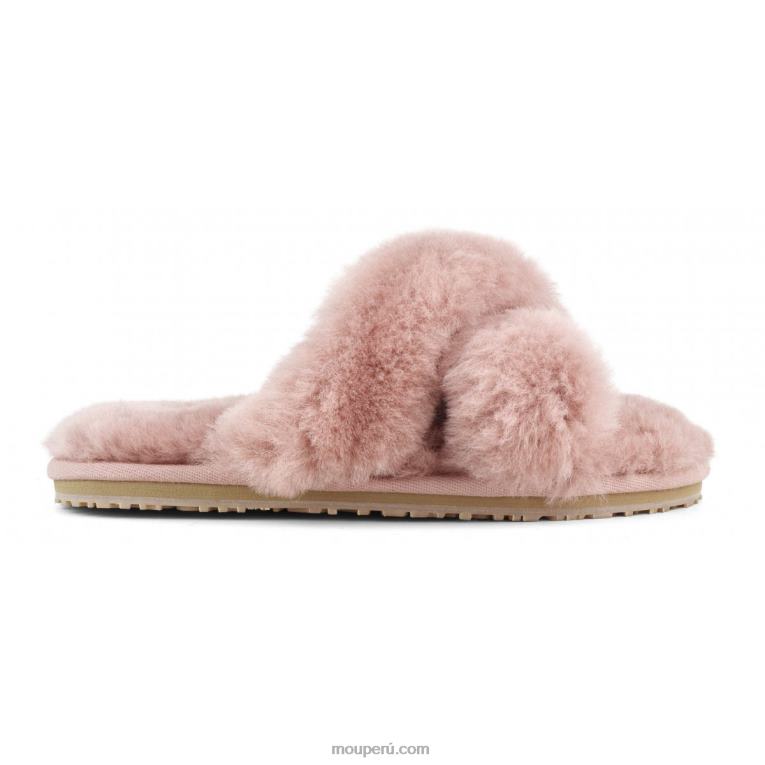 slippers cruzados con pelo mujer 8DRXZ476 rosa antigua Mou