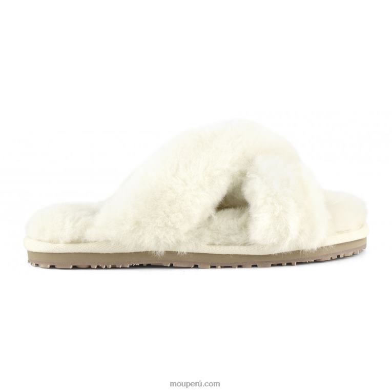 slippers cruzados con pelo mujer 8DRXZ477 vainilla Mou