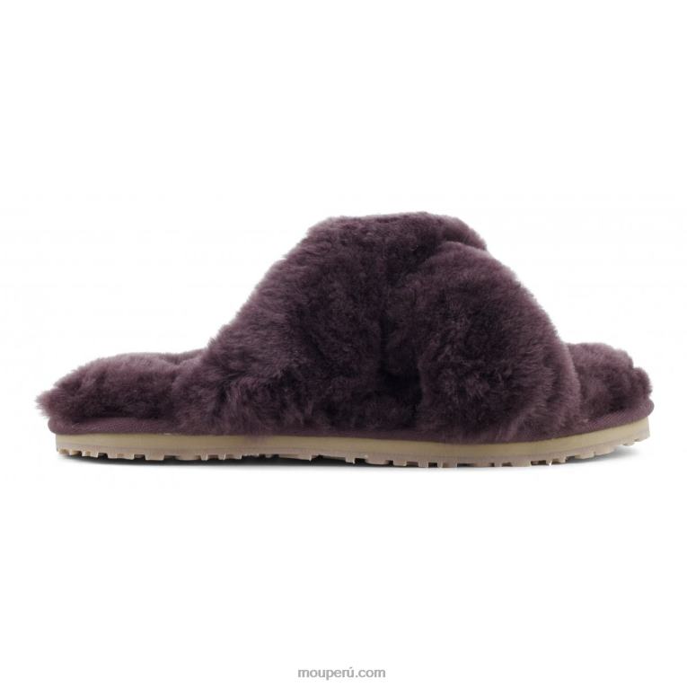 slippers cruzados con pelo mujer 8DRXZ478 vino Mou